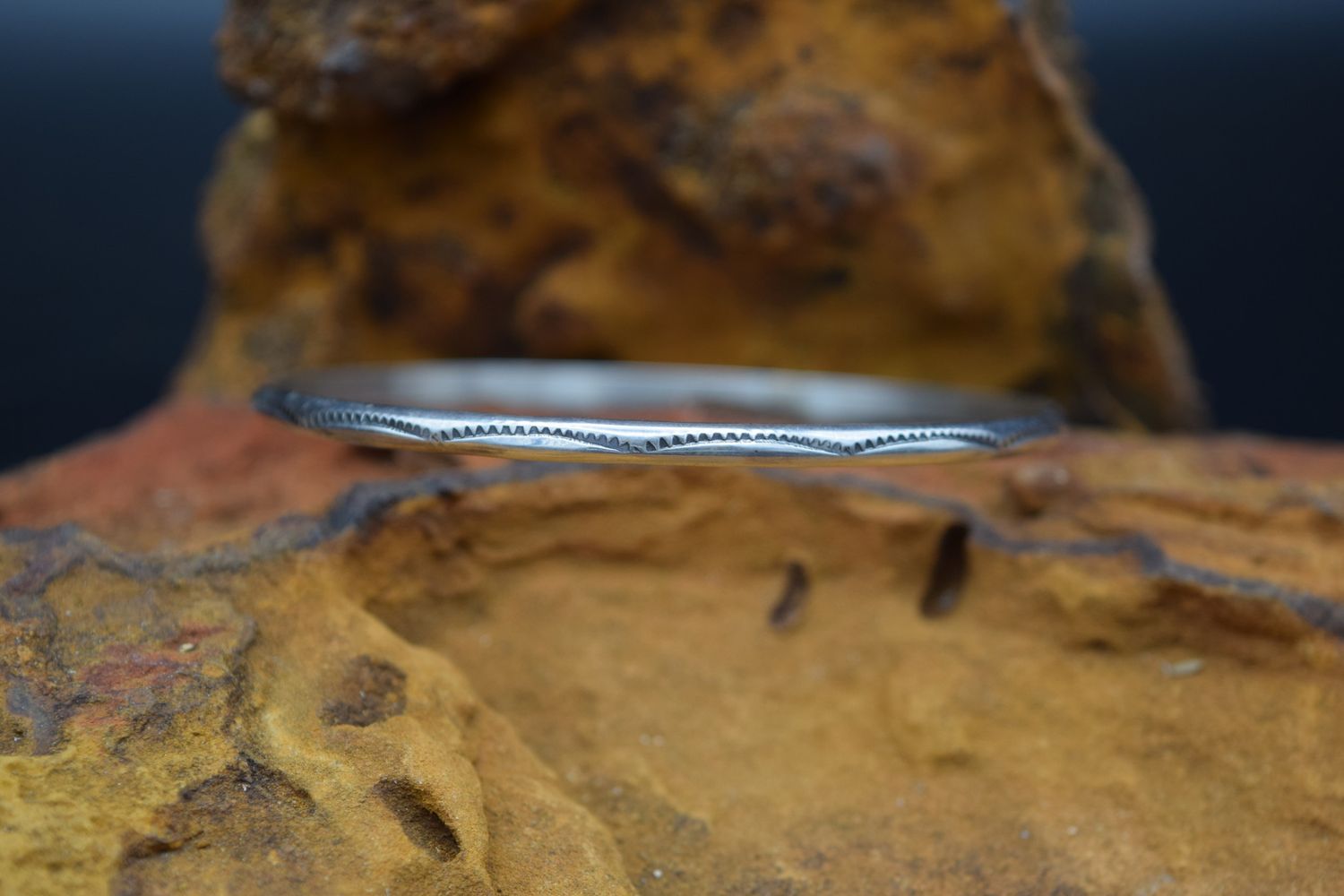 BEN TAHE SILVER BANGLE BRACELET
