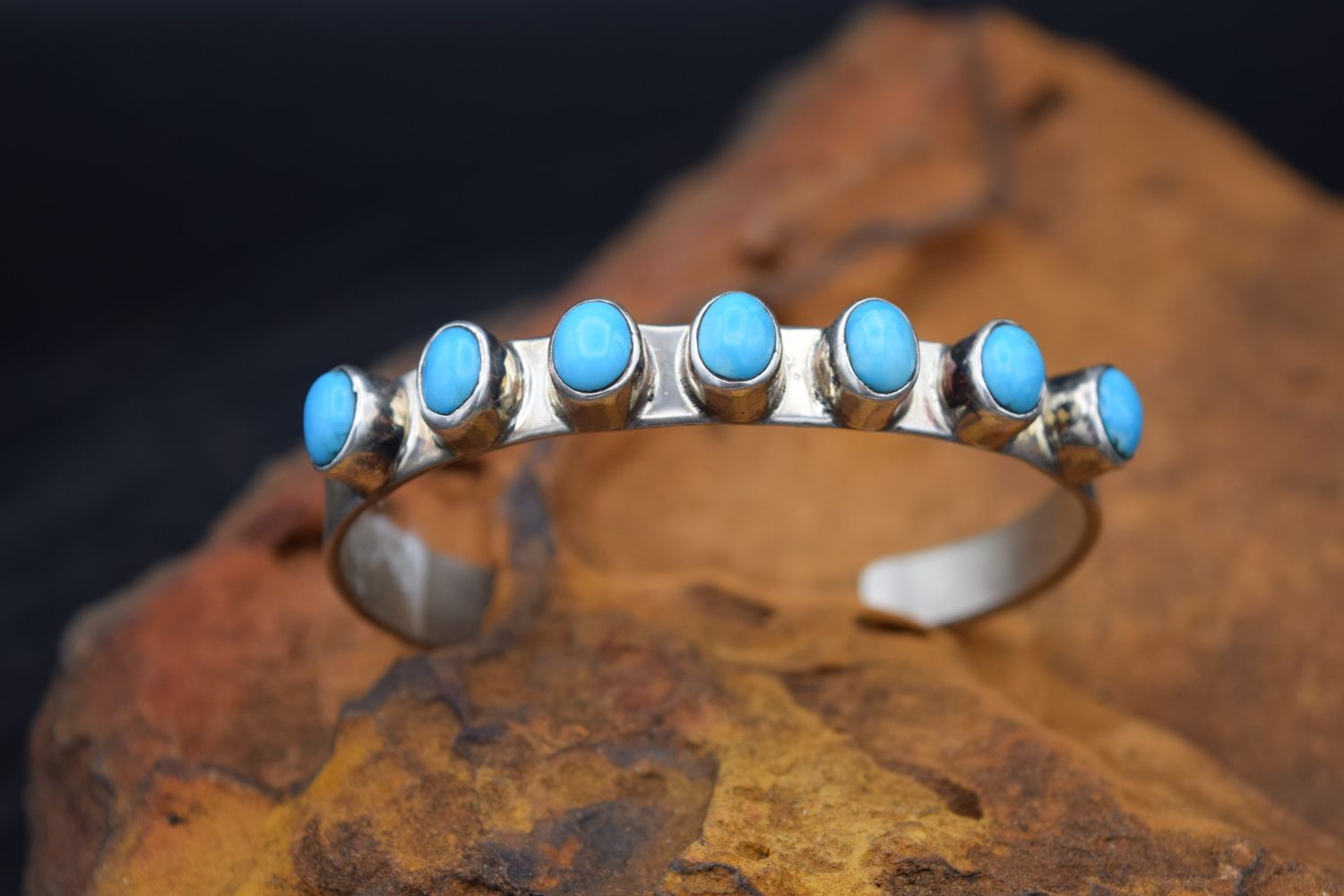 7 stone Turquoise Stacker Cuff  [6.25&quot;]