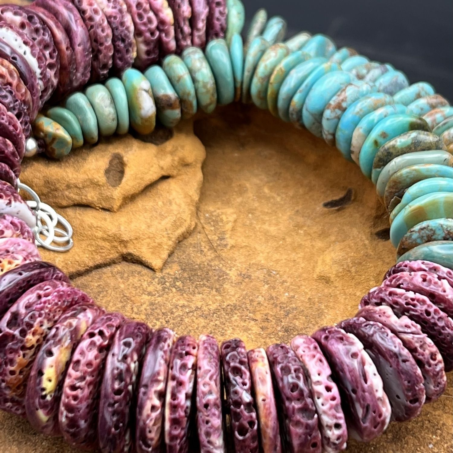 ROYSTON TURQUOISE &amp; PURPLE SPINY NECKLACE [20&quot;]