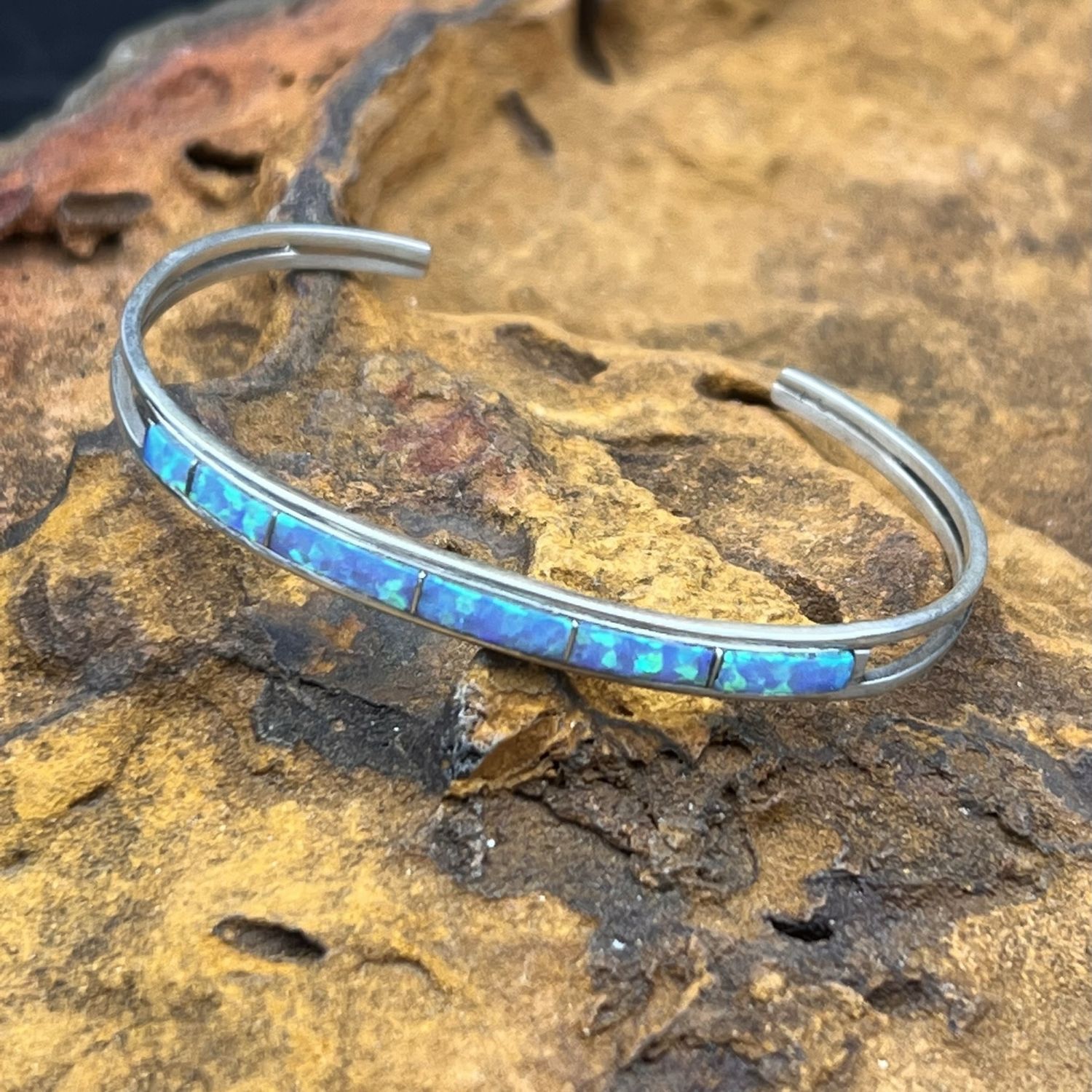 BLUE/GREEN OPAL STACKER CUFF  [Size: 6]