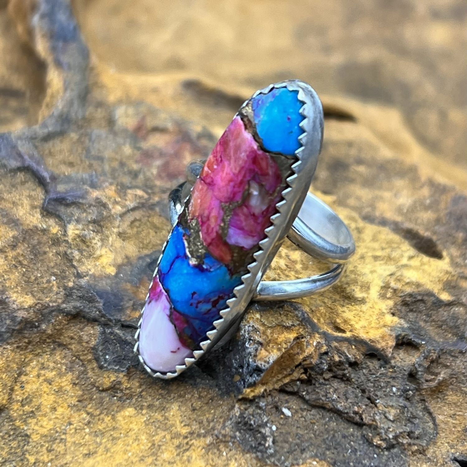 MULTI COLORED STONE RING [Size: 5]