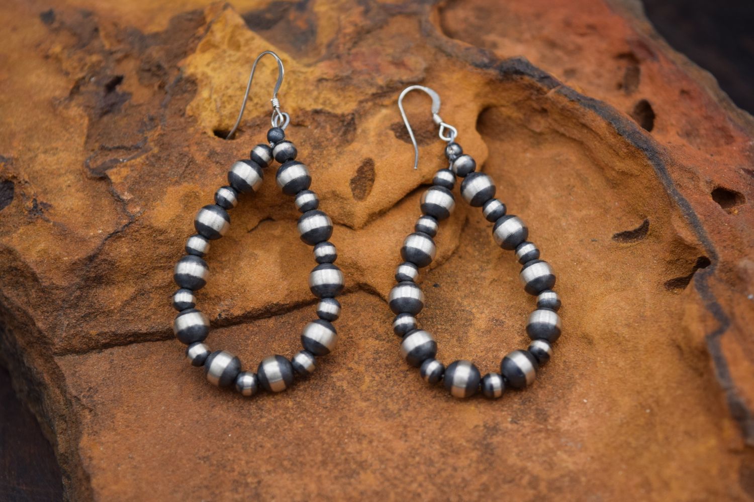 NAVAJO PEARL HOOP EARRINGS