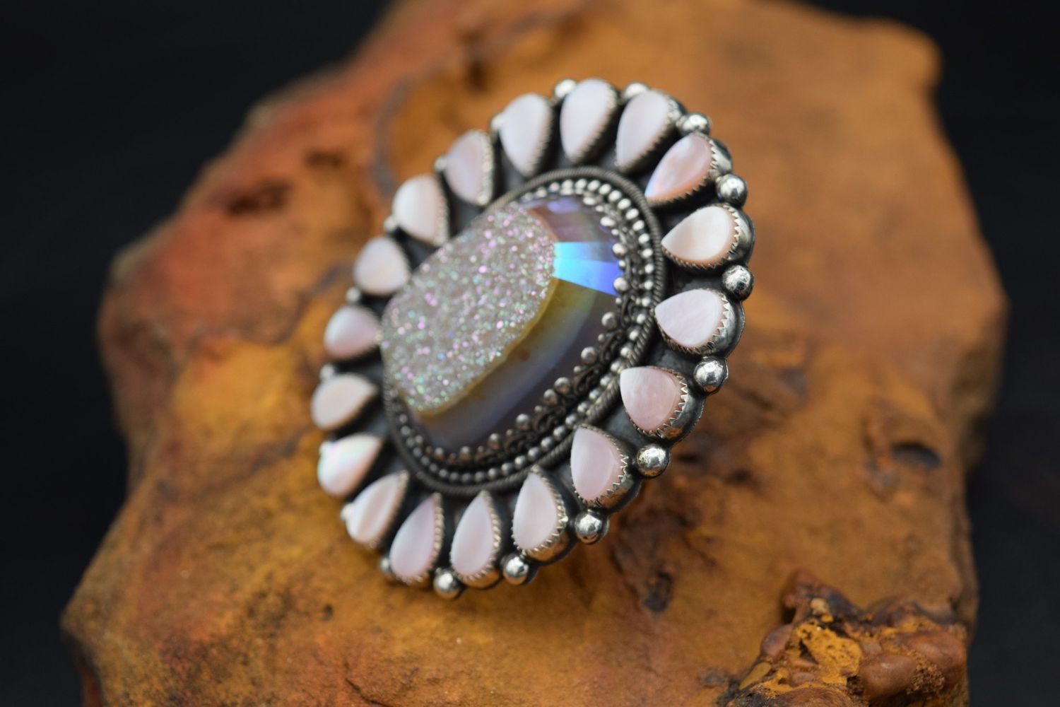 PINK PEARL HAT RING (Size: Adjustable)