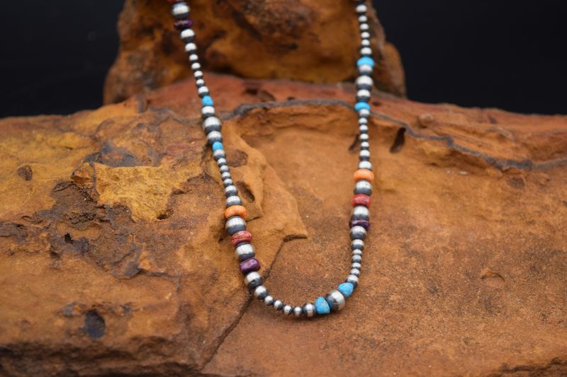 MULTI STONE NAVAJO PEARL NECKLACE 20&quot;