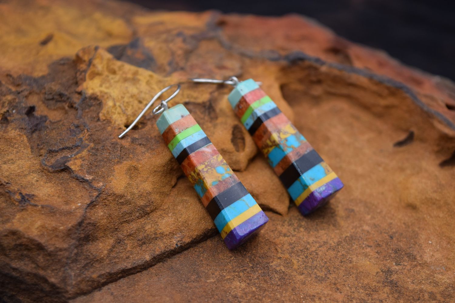 RON CHAVEZ SLAB MULTI STONE EARRINGS