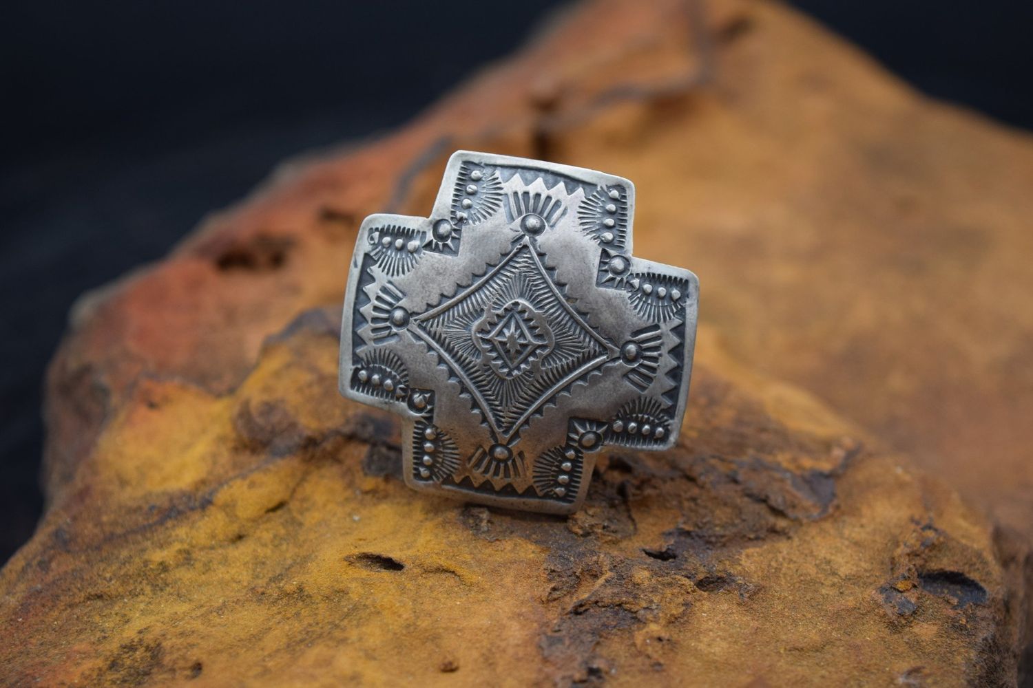 VP CROSS, STERLING RING,  [Size: ADJUSTABLE]