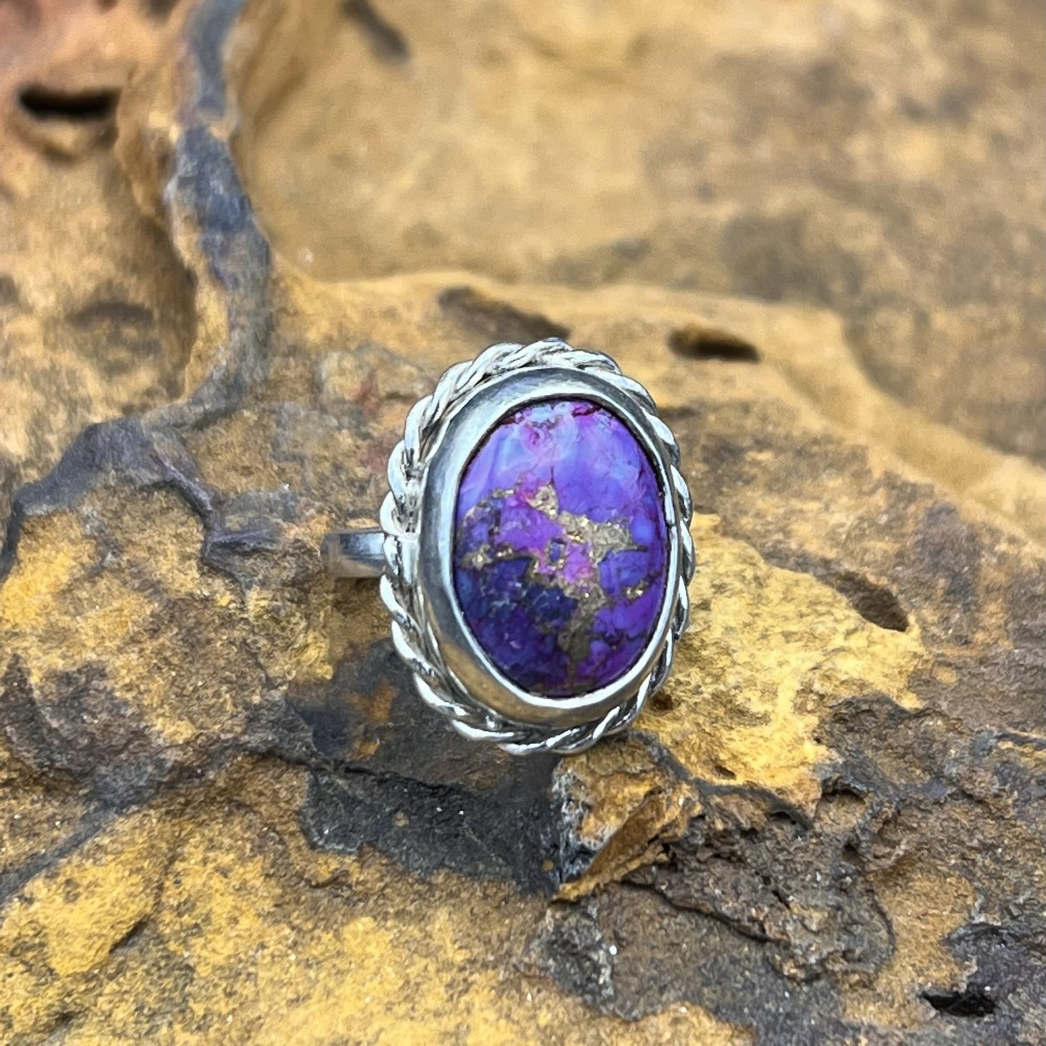 PURPLE COPPER STERLING SILVER RING  [Size: 6]