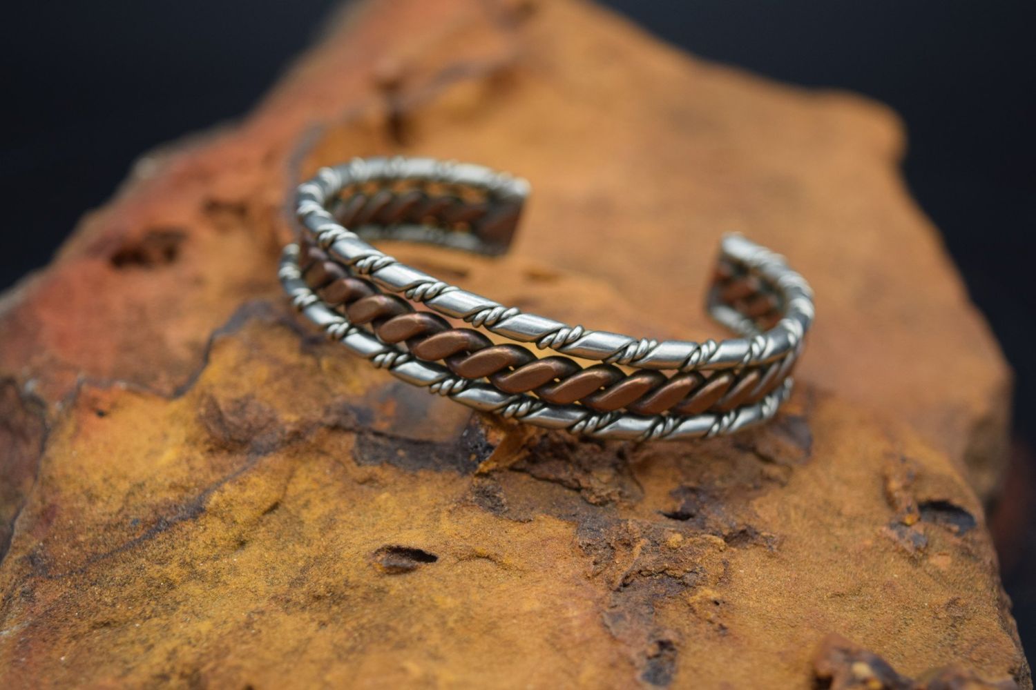 VINTAGE BRASS STERLING CUFF (6.5&quot;)