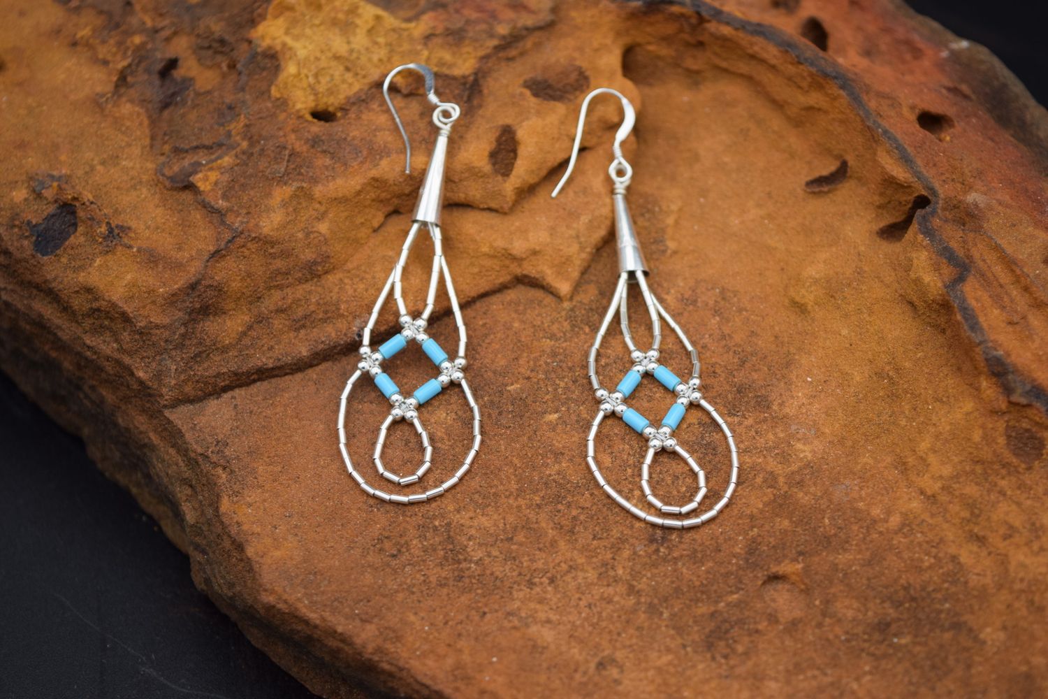 TURQUOISE LIQUID SILVER EARRINGS