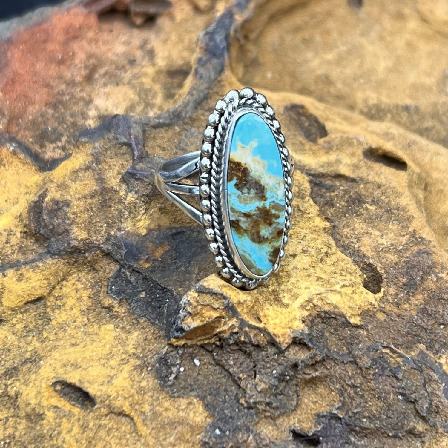 TURQUOISE BROWN RING [Size: 7.75]