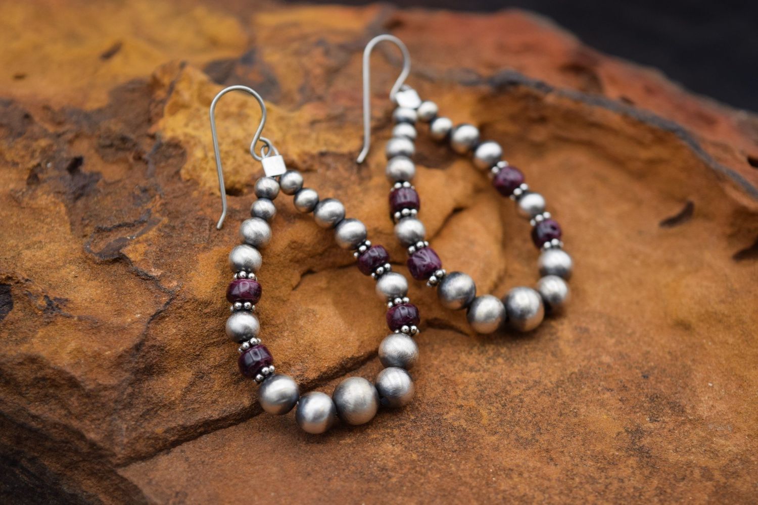NAVAJO PEARL &amp; PURPLE SPINY EARRINGS