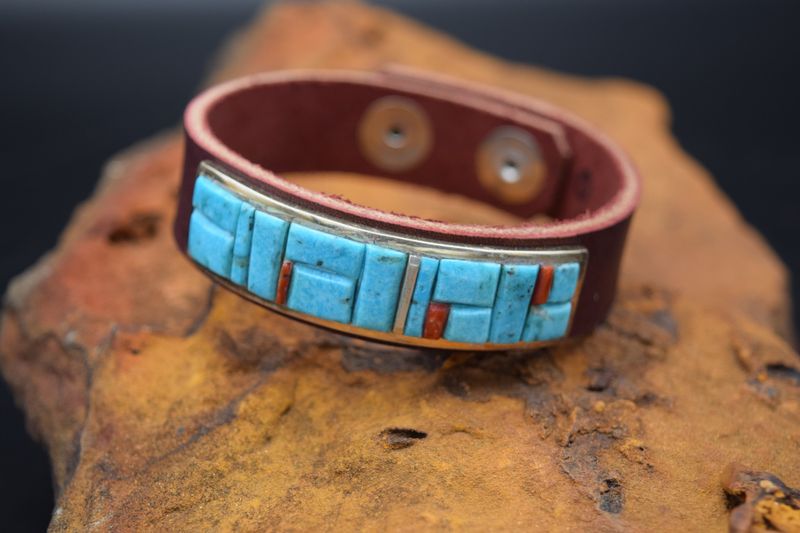 EDISON YAZZI TURQUOISE LEATHER BRACELET