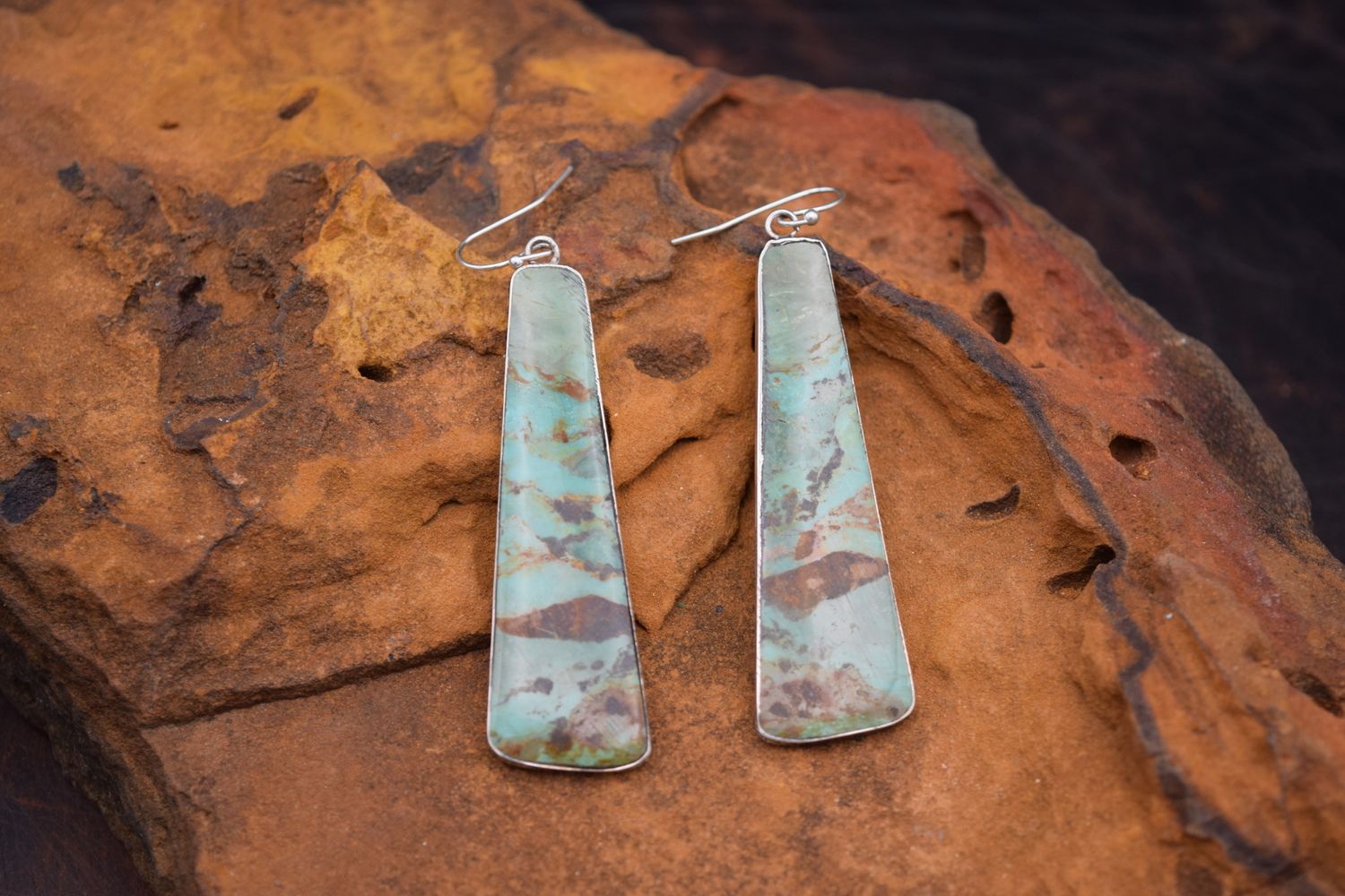 GREEN TURQUOISE SLAB EARRINGS