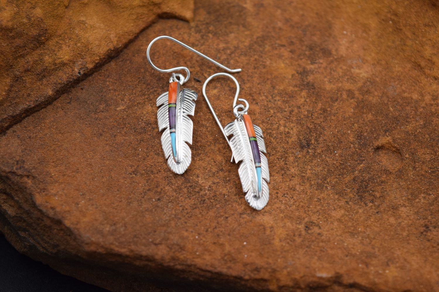 Inlay Feather Earrings