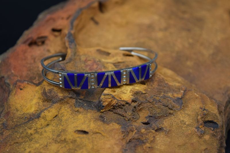 BLUE LAPIS STACKER CUFF  6