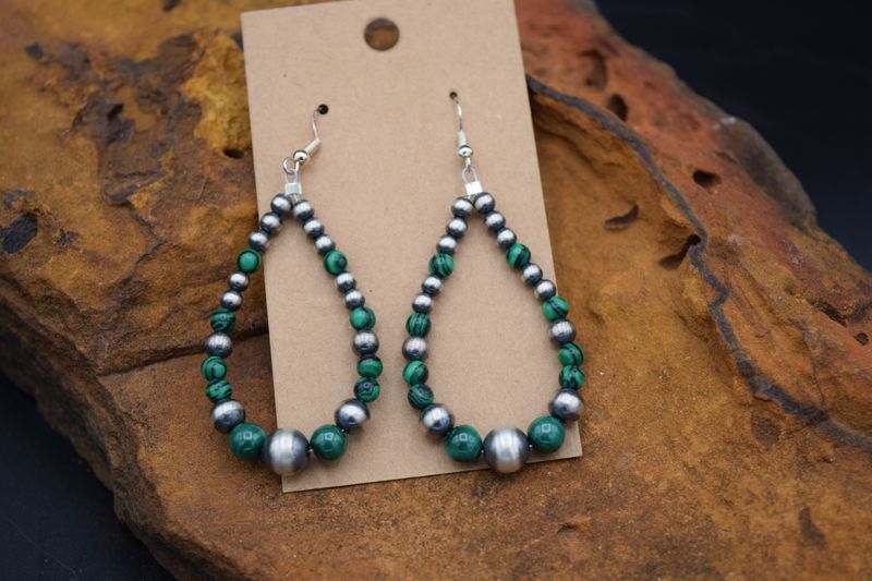 GREEN NAVAJO PEARL EARRINGS