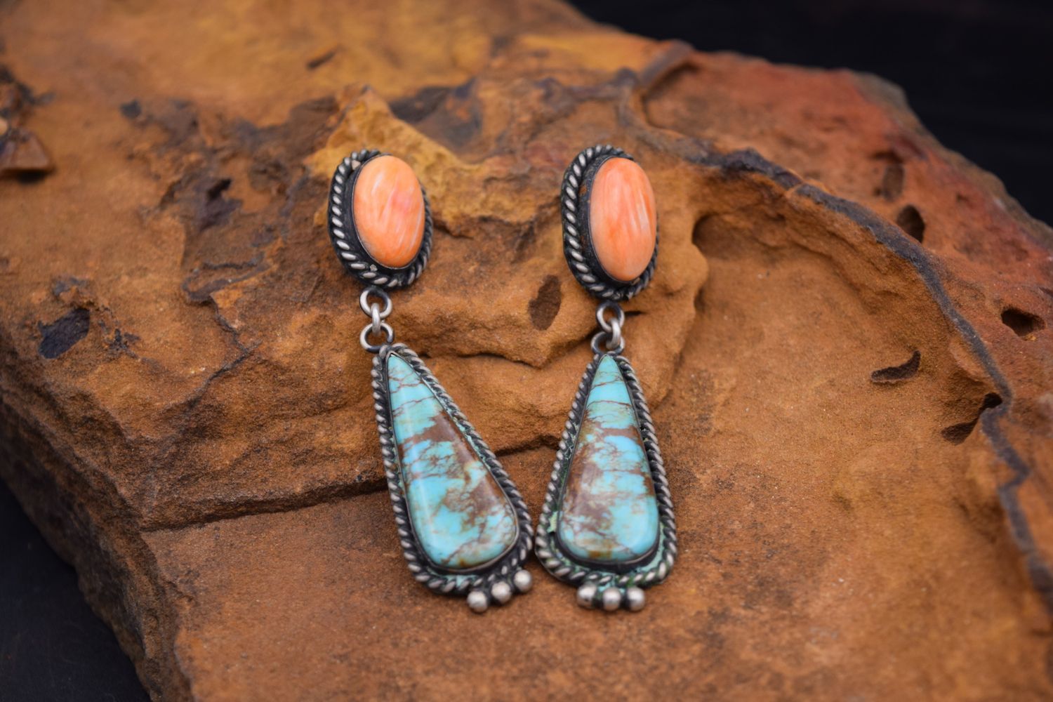 Orange Spiny Royston Earrings