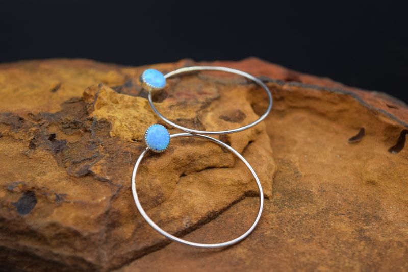 Blue Pearl Hoop Earrings