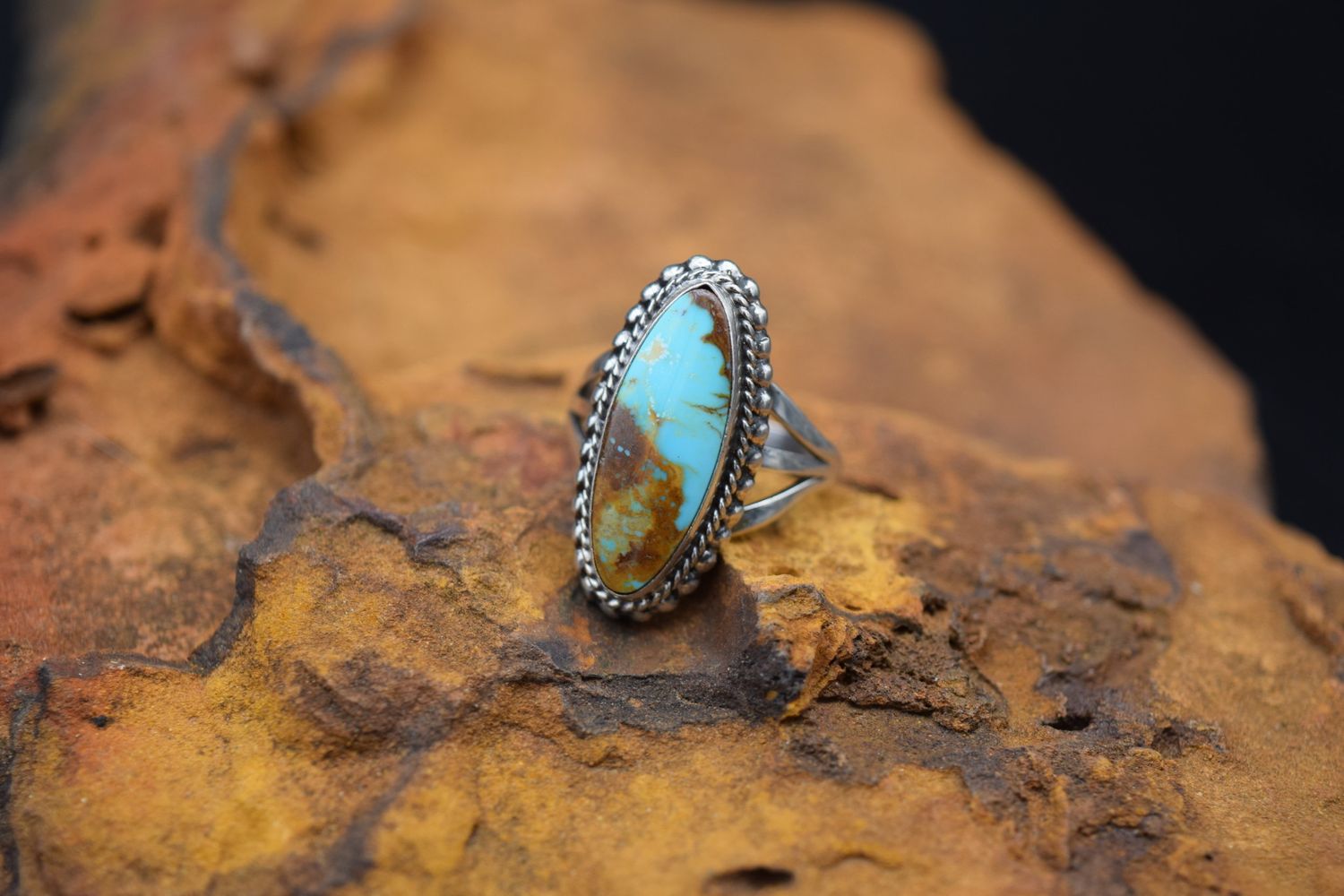 TURQUOISE BROWN RING [Size: 9]