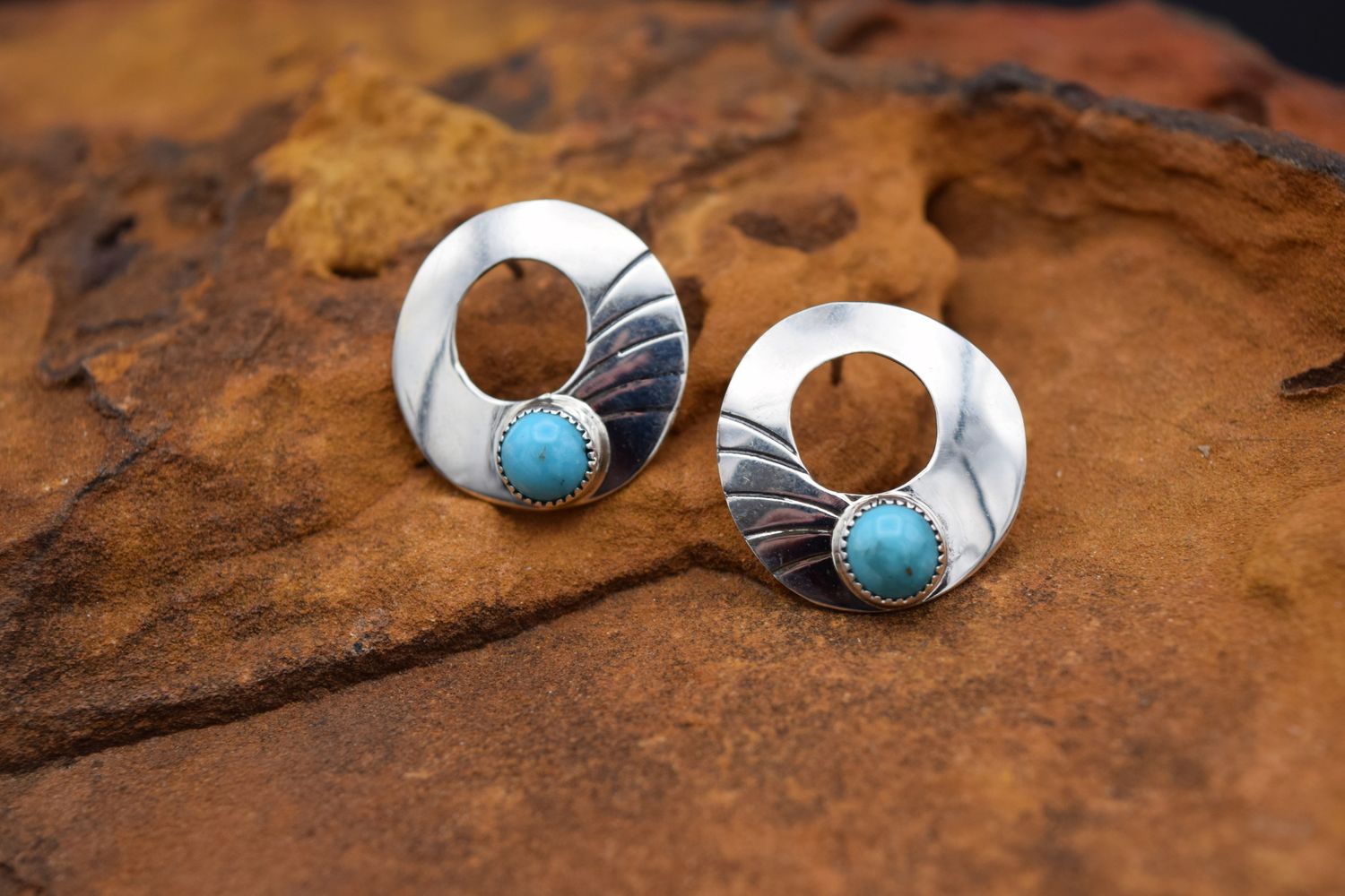 Turquoise Circle Earrings