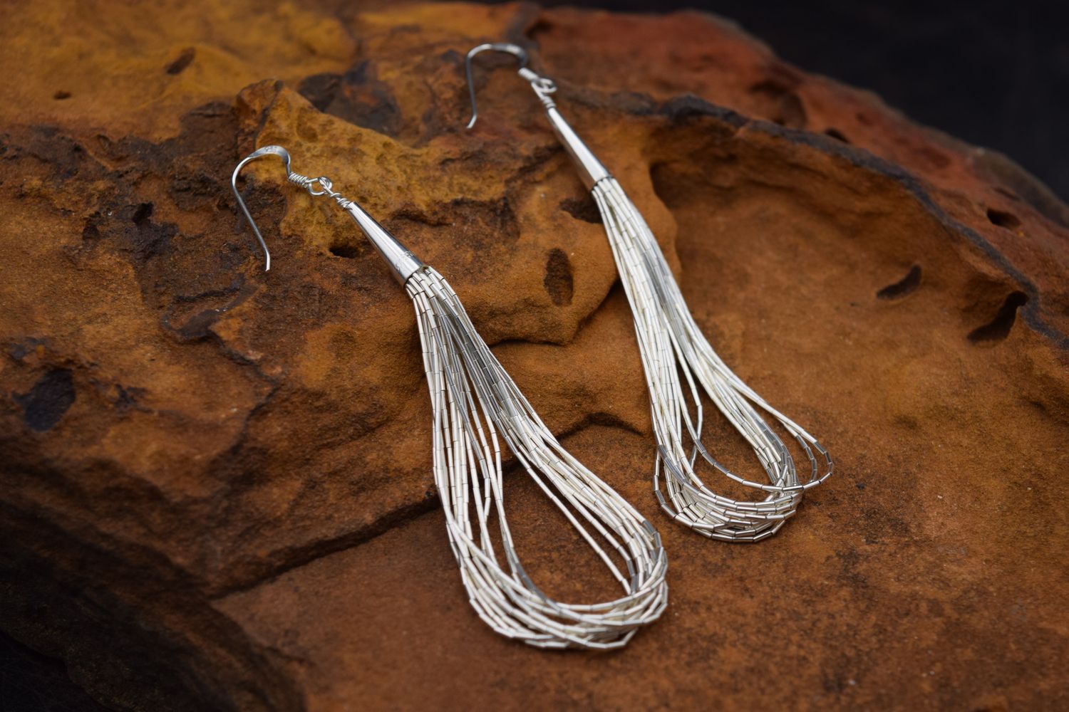 LONG LIQUID SILVER EARRINGS