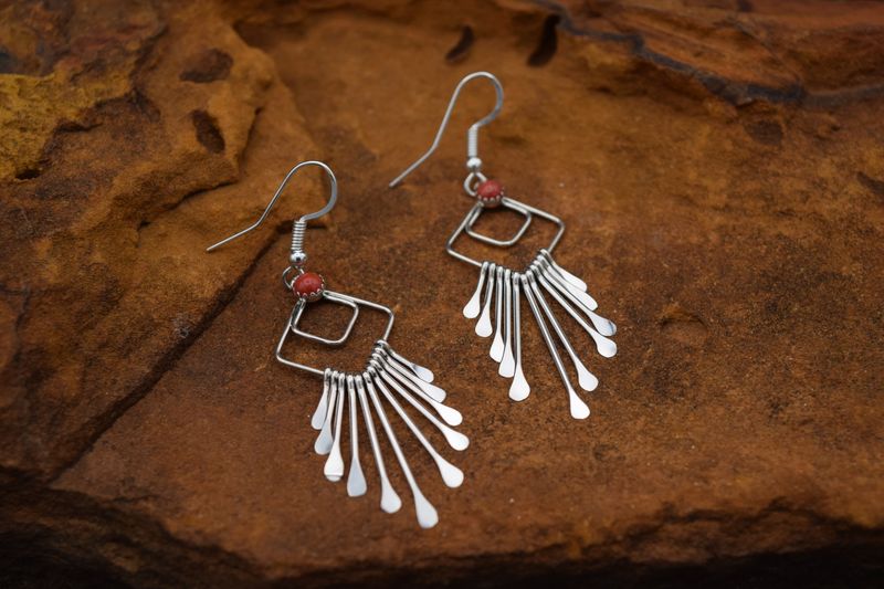 CORAL SILVER EARRINGS