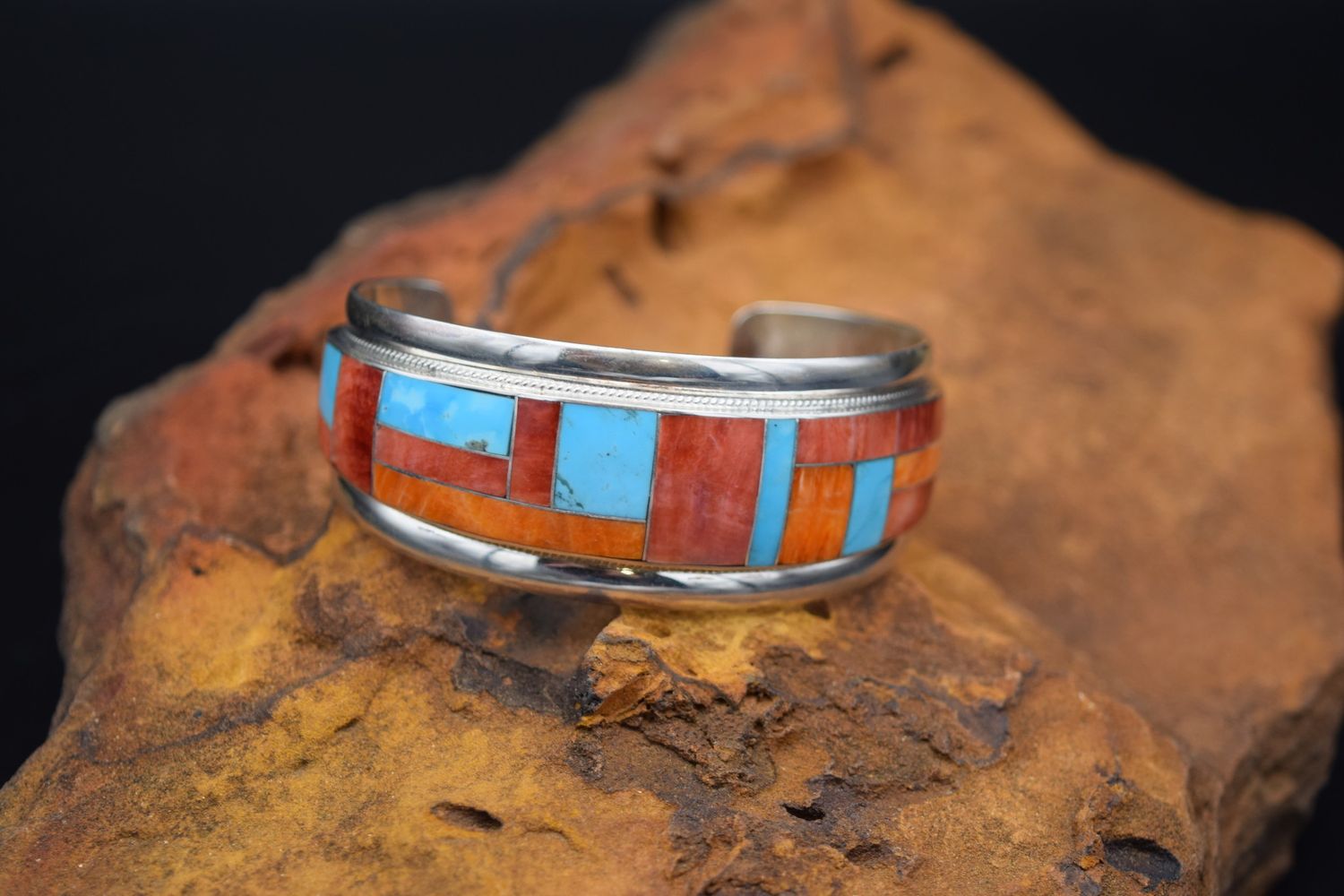 ORANGE SPINY &amp; TURQ CUFF  6.25