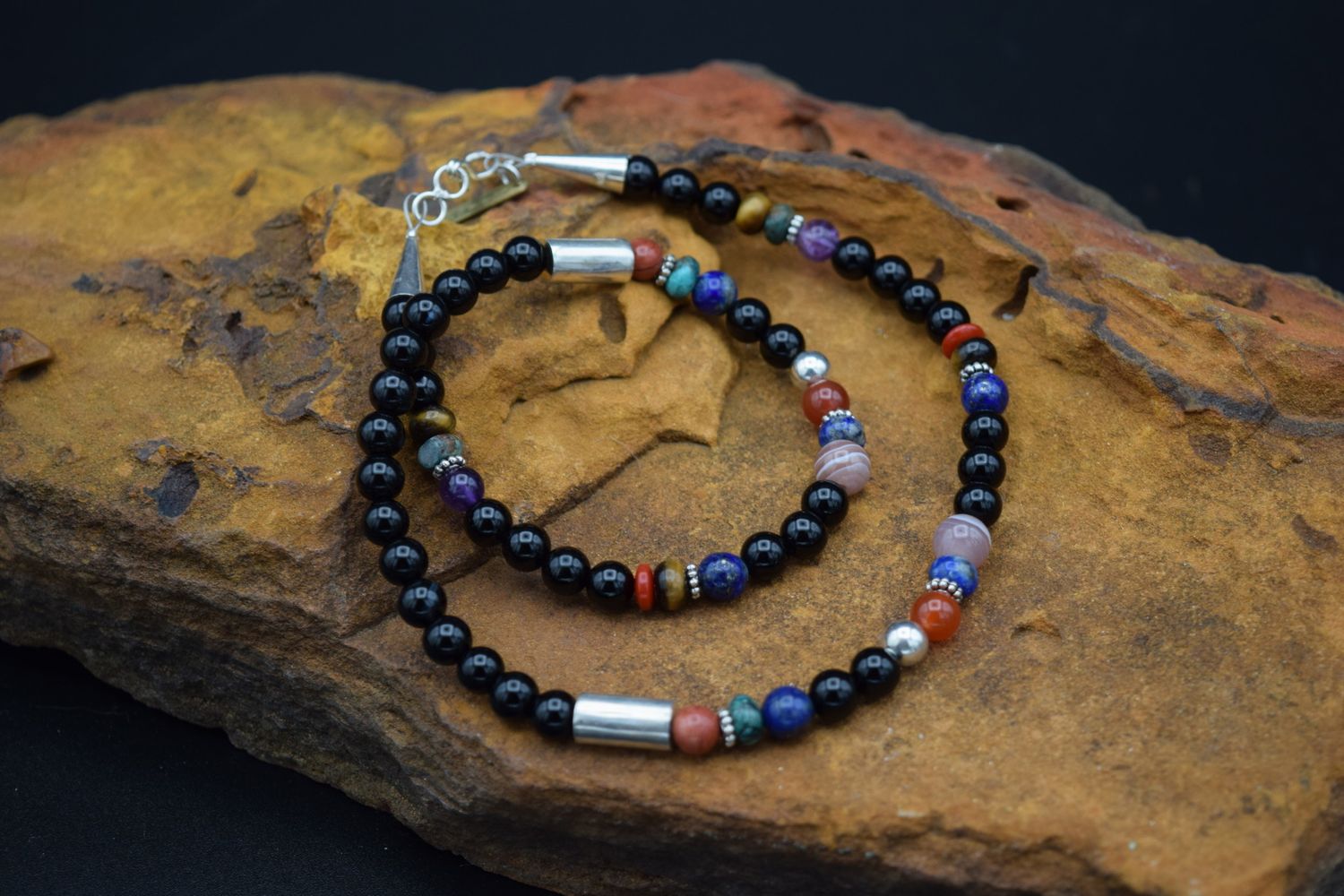 ROSITA SINGER MULTI STONE 18&quot; NECKLACE