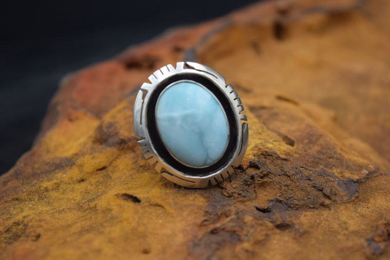 EDDIE SECATERO LARIMAR ADJUSTABLE RING