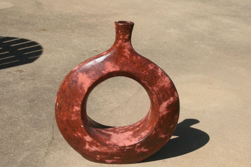 Red Ceramic Circle Vase - Large