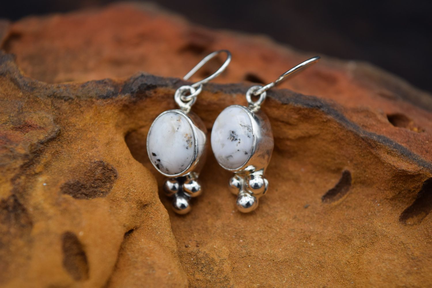 WHITE BUFFALO DANGLE EARRINGS