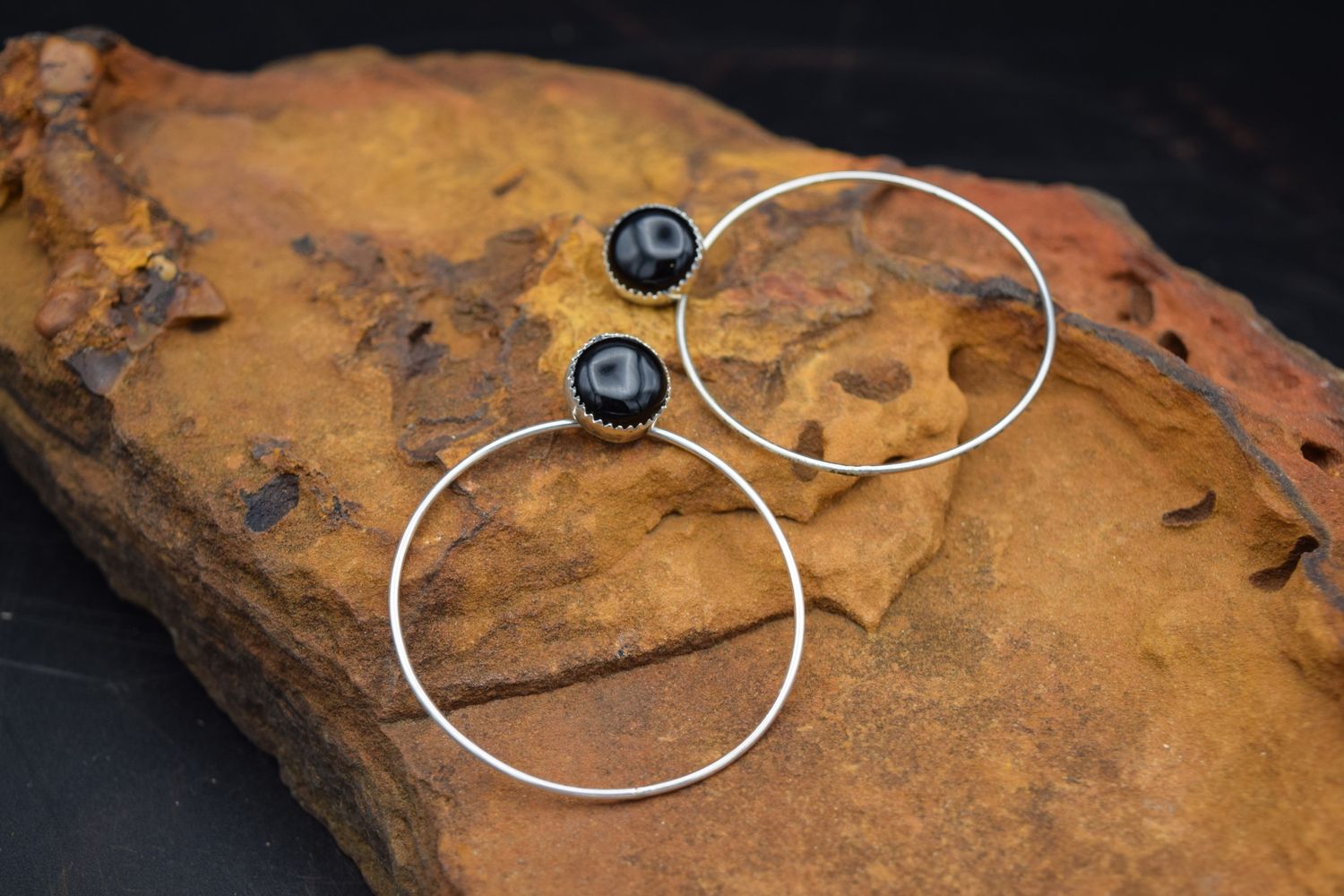 Onyx Hoop Earrings