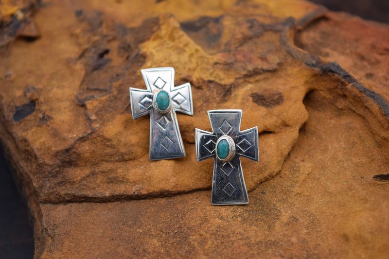CROSS SILVER TURQUOISE EARRINGS