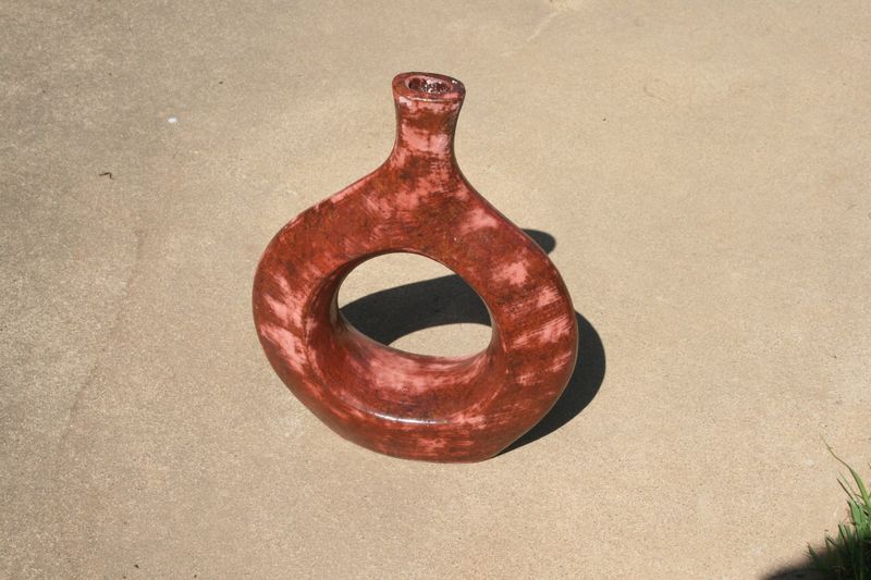 Red Ceramic Circle Vase - Small