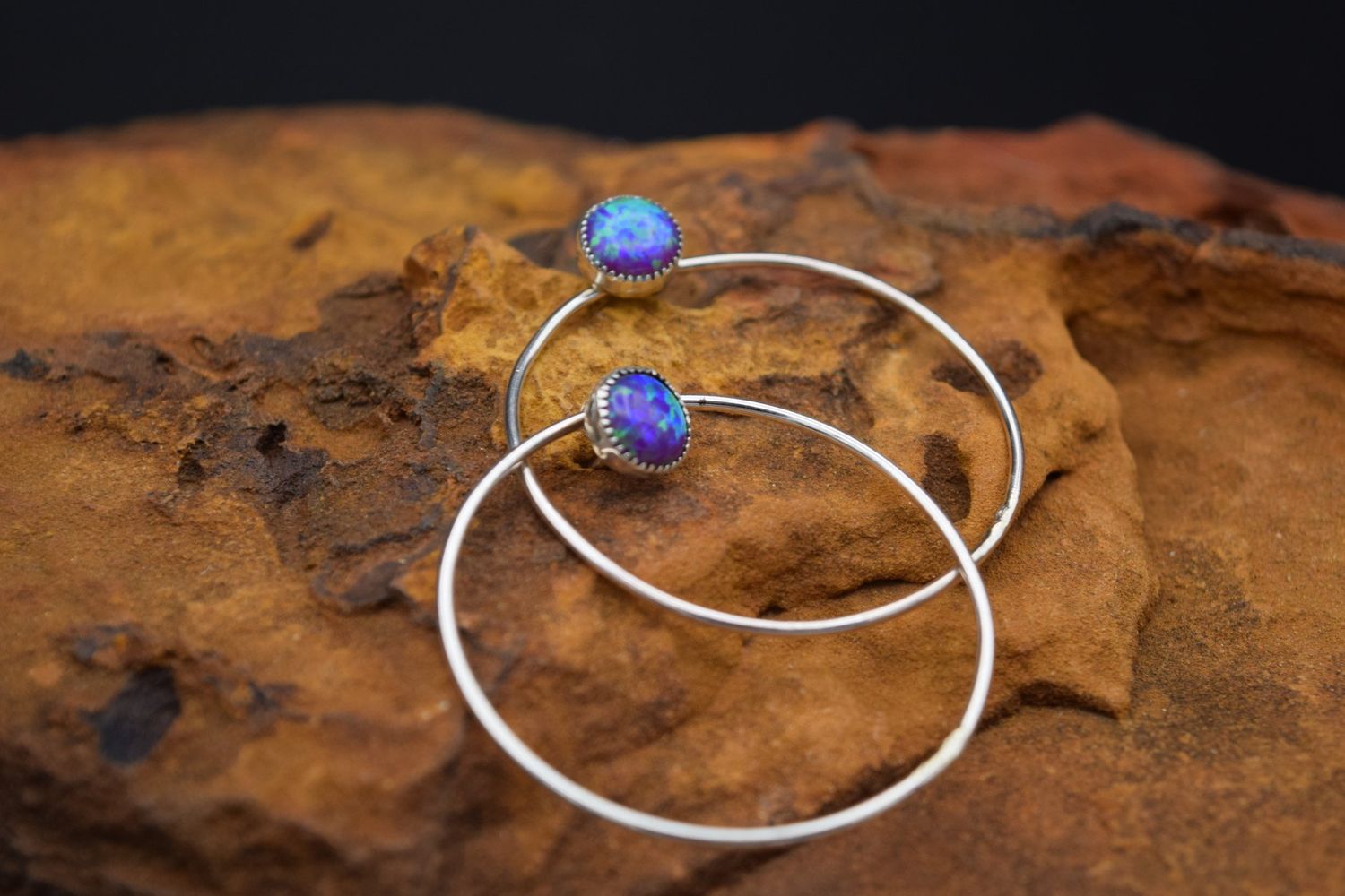 Purple Pearl Hoops
