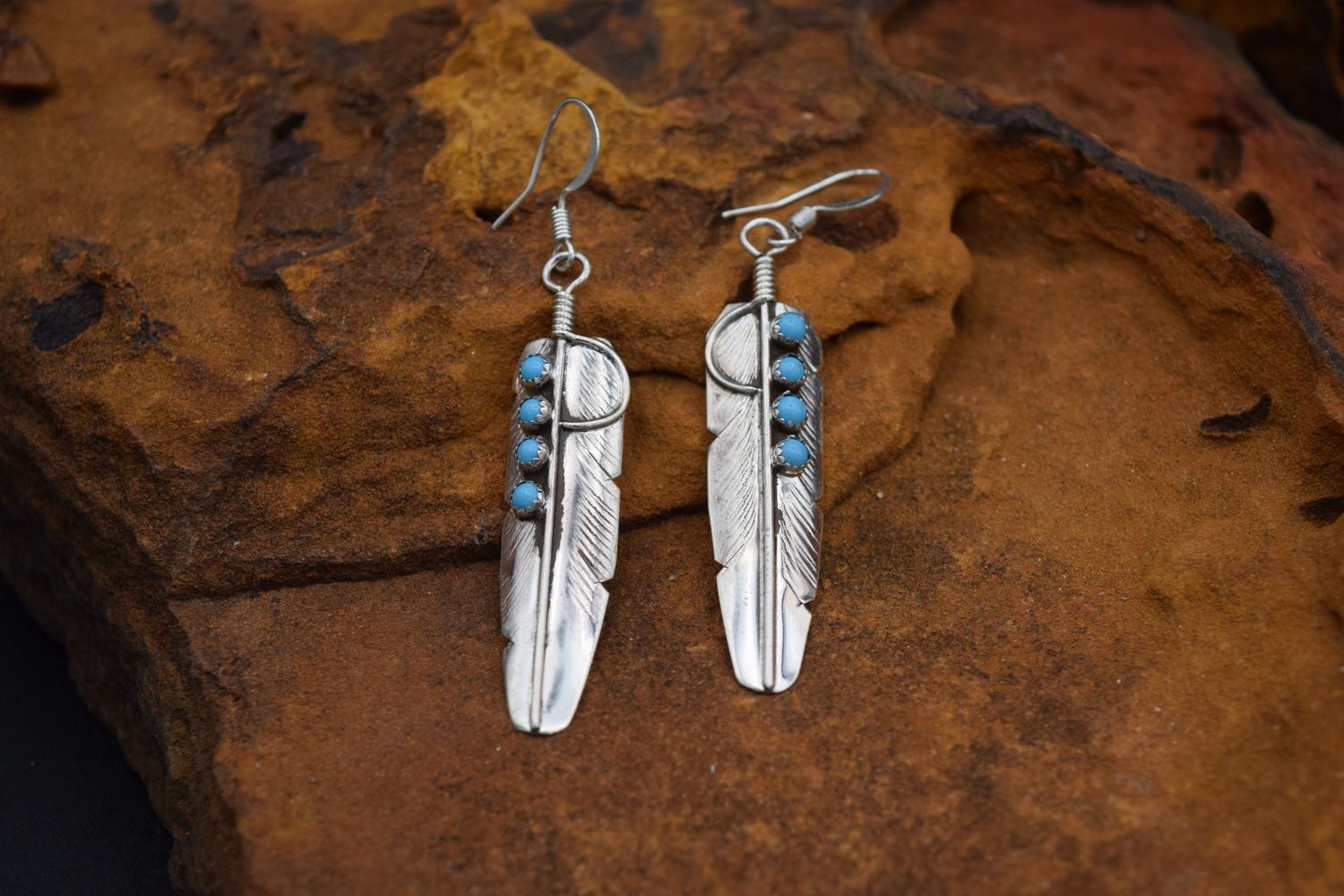 TURQUOISE FEATHER EARRINGS