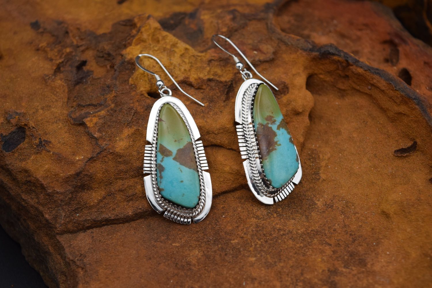 TURQUOISE/BROWN/GREEN EARRINGS