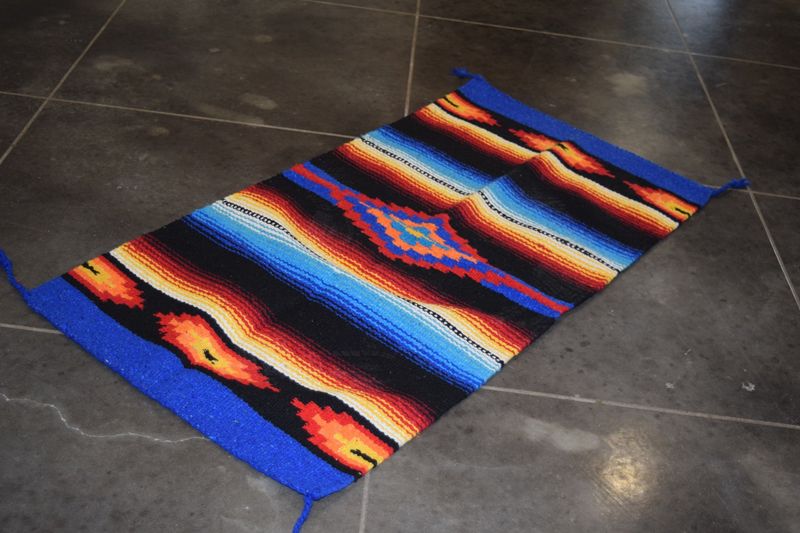 20&quot; X 40&quot; Saltillo Hawkeye Rug [Black/Royal Blue]