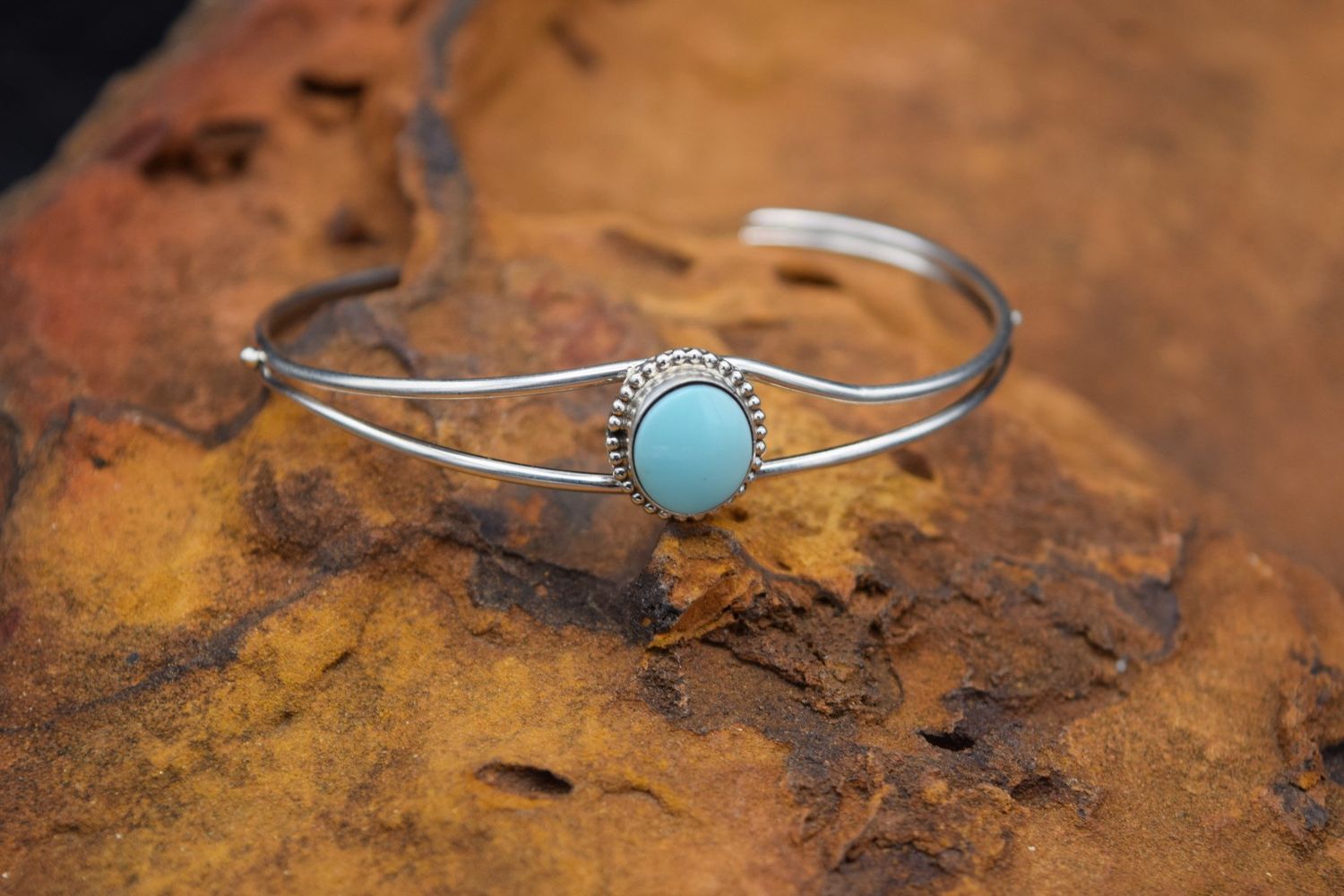 Turquoise Silver Cuff (Size: 6&quot;)