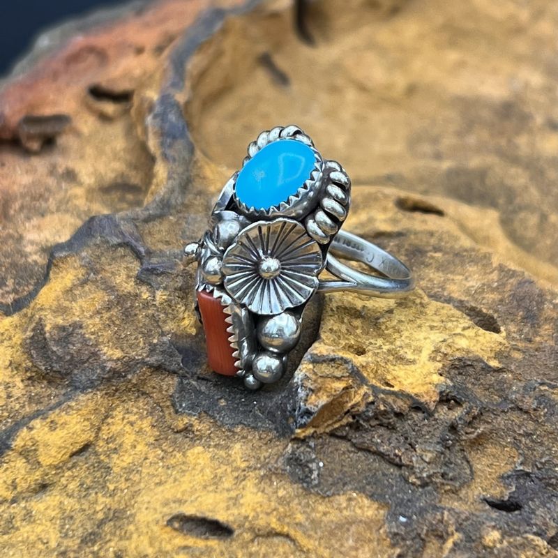 CORAL-TURQ RING  [Size: 7.5]