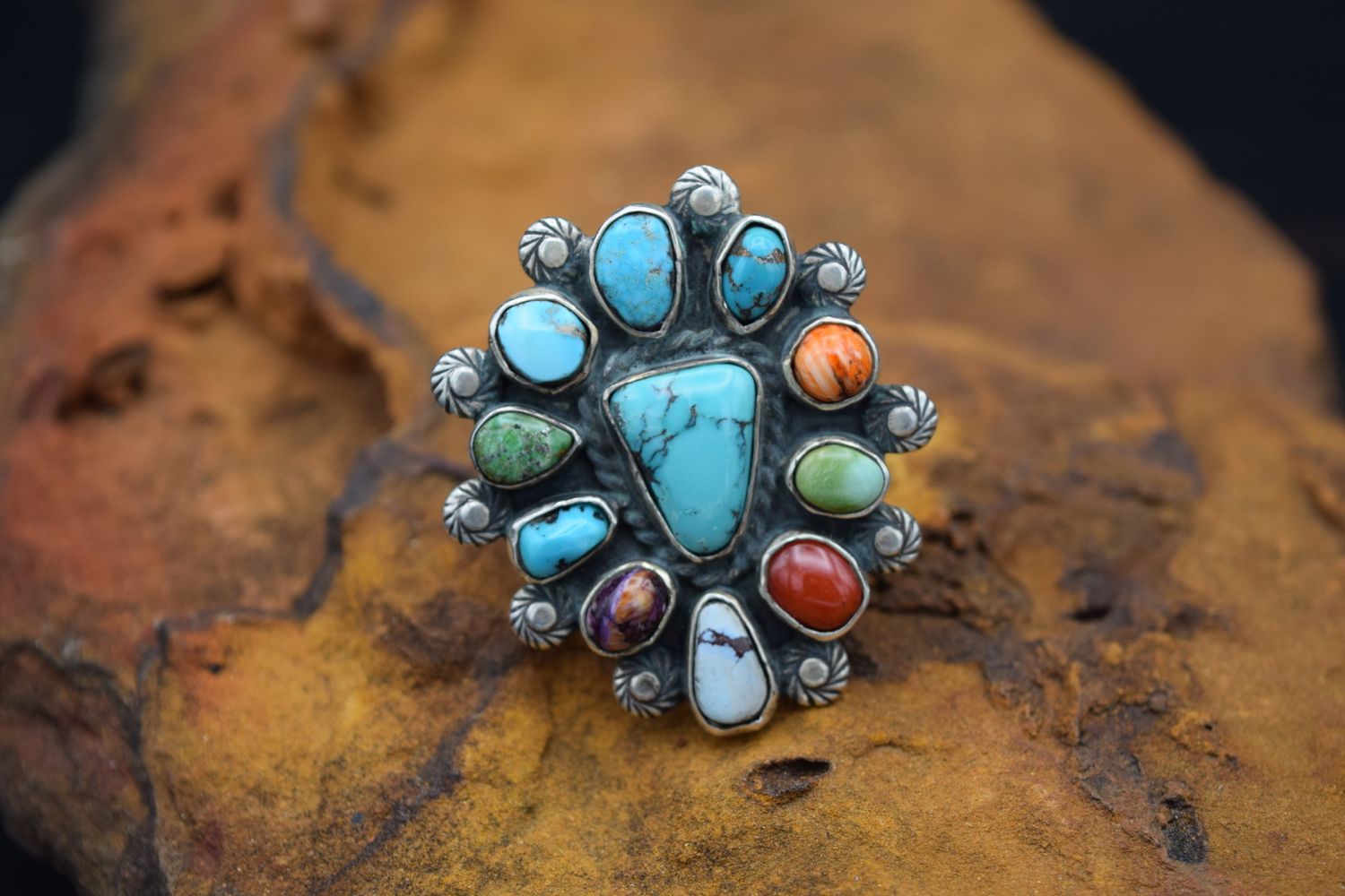 MULTI STONE RING (Size: Adjustable)