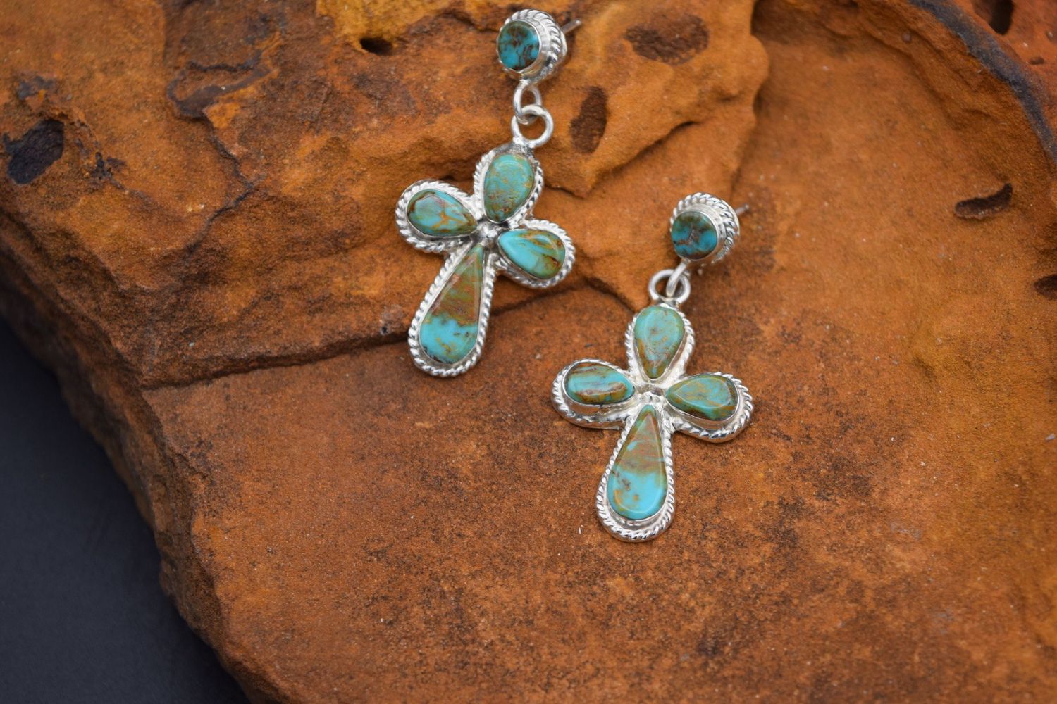 ROYSTON TURQUOISE CROSS EARRINGS