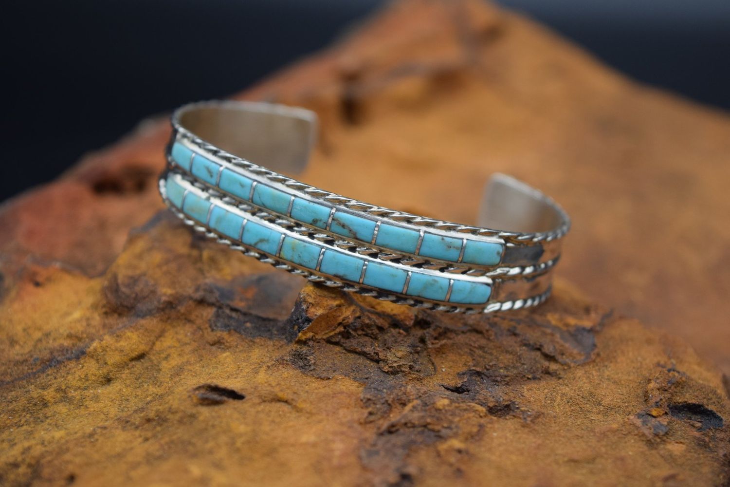 TURQUOISE TWO ROW CUFF (Size: 6.5)