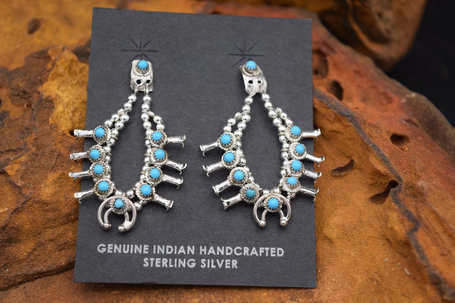 SLEEPING BEAUTY SQUASH BLOSSOM EARRINGS