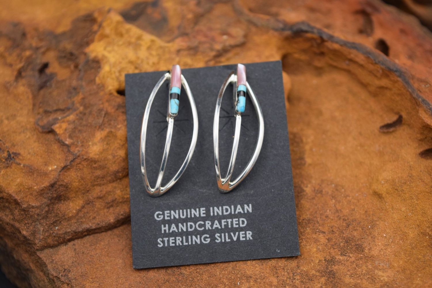 PINK-TURQ-ONYX EARRINGS
