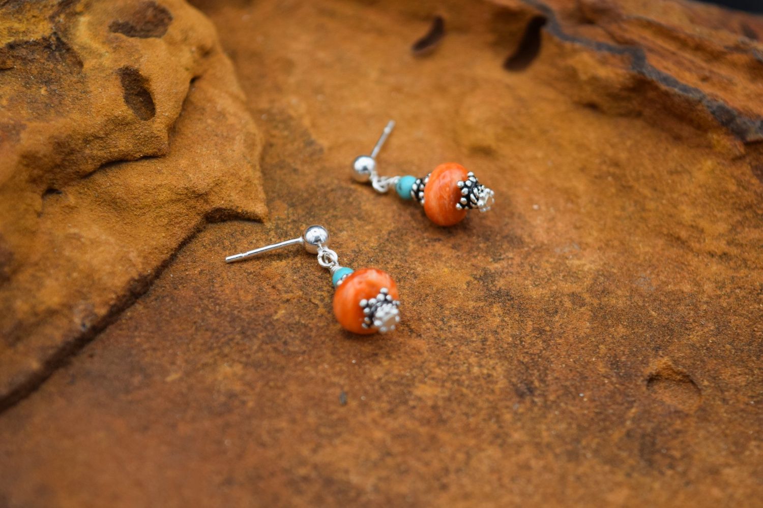 Orange Spiny Earrings