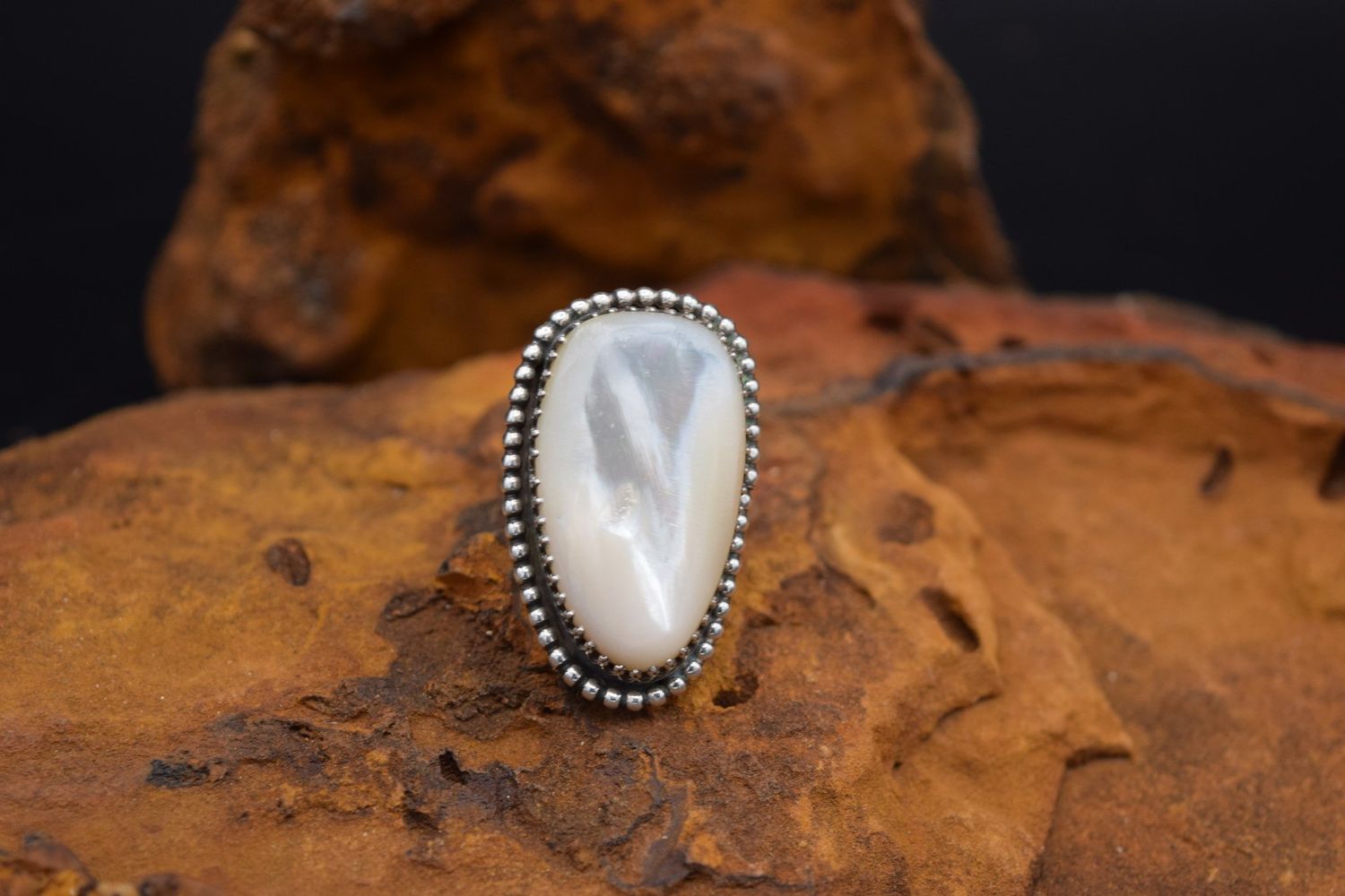 MOTHER OF PEARL RING (Size: Adjustable)
