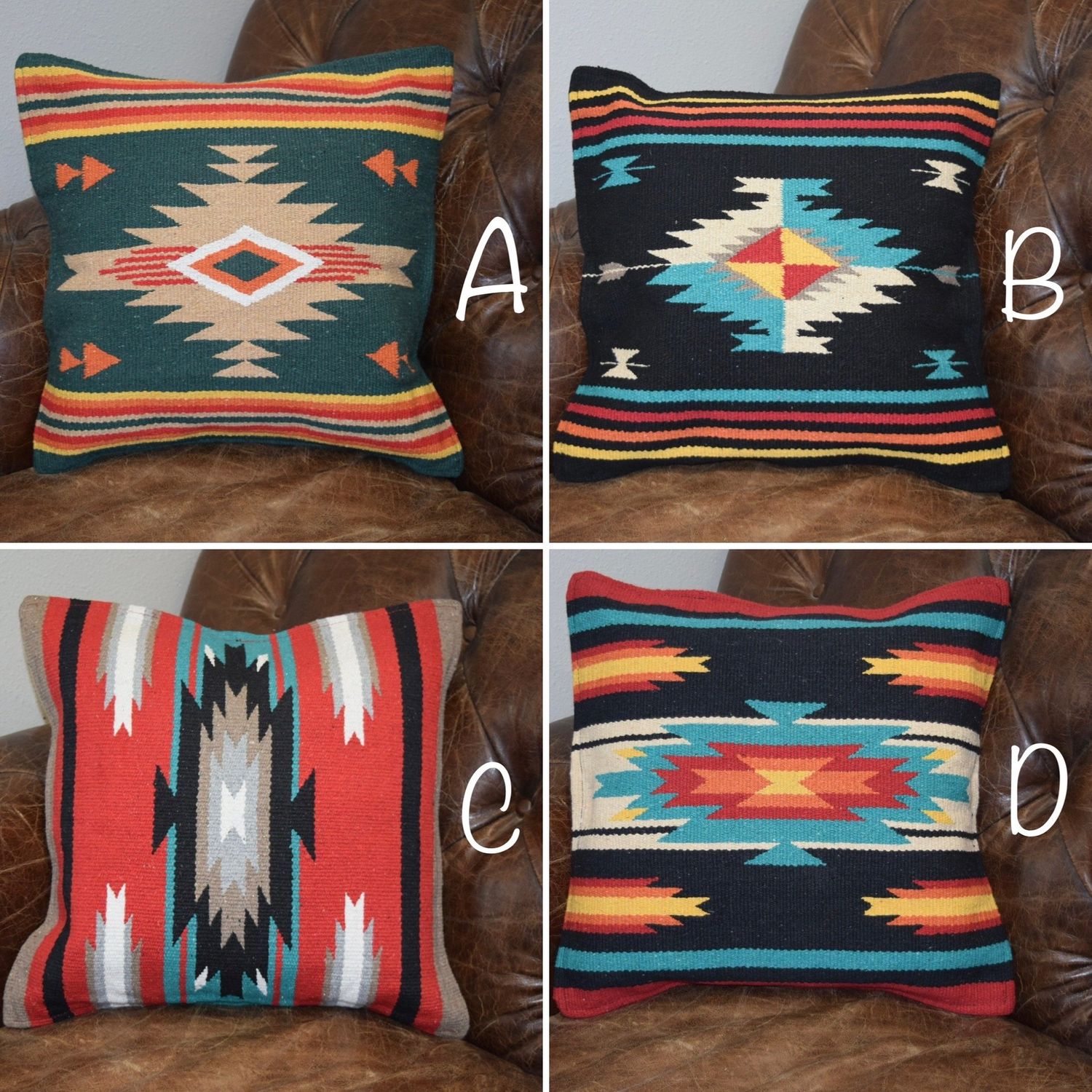 Southwest Cotton Contemporary Pillow Cover, Color: A