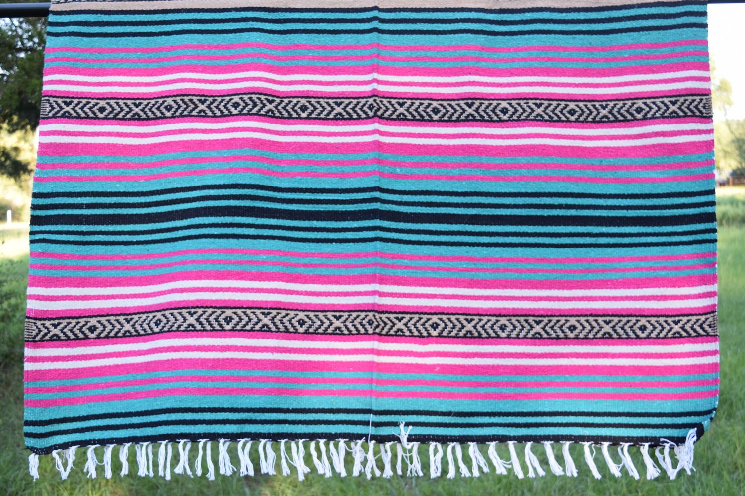 Peyote Blanket, Color: A | Pink+Turquoise