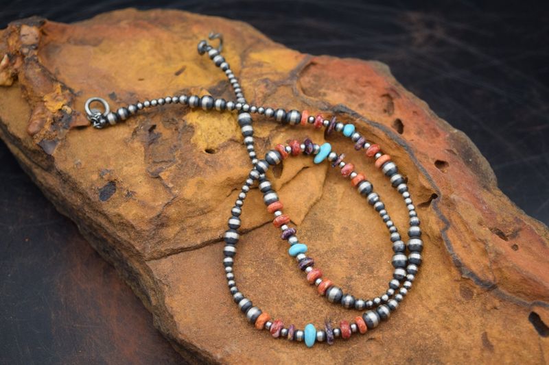 MULTI STONE NAVAJO PEARL NECKLACE 22&quot;